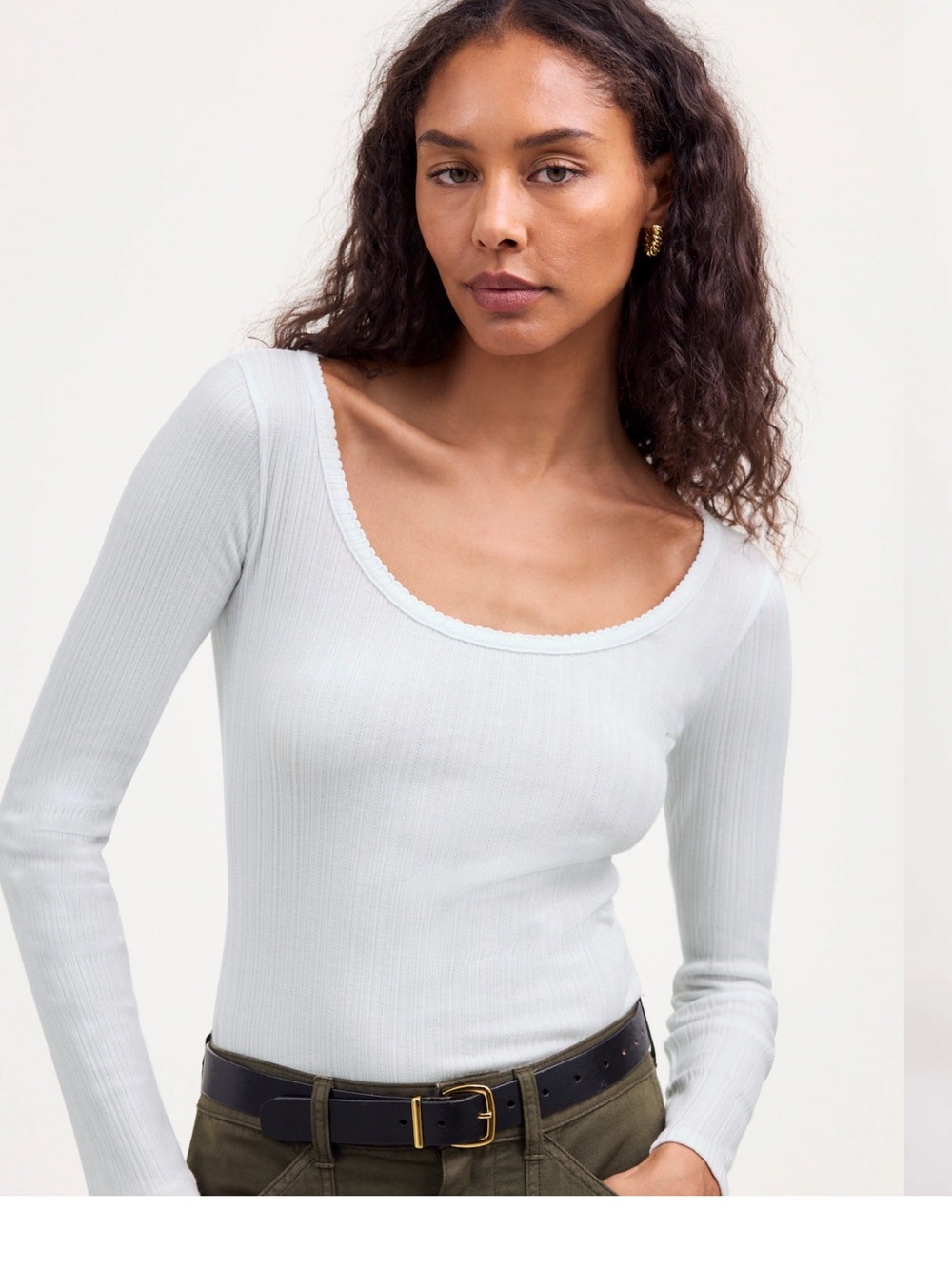 NWT Madewell Pointelle Long-Sleeve Scoopneck Tee